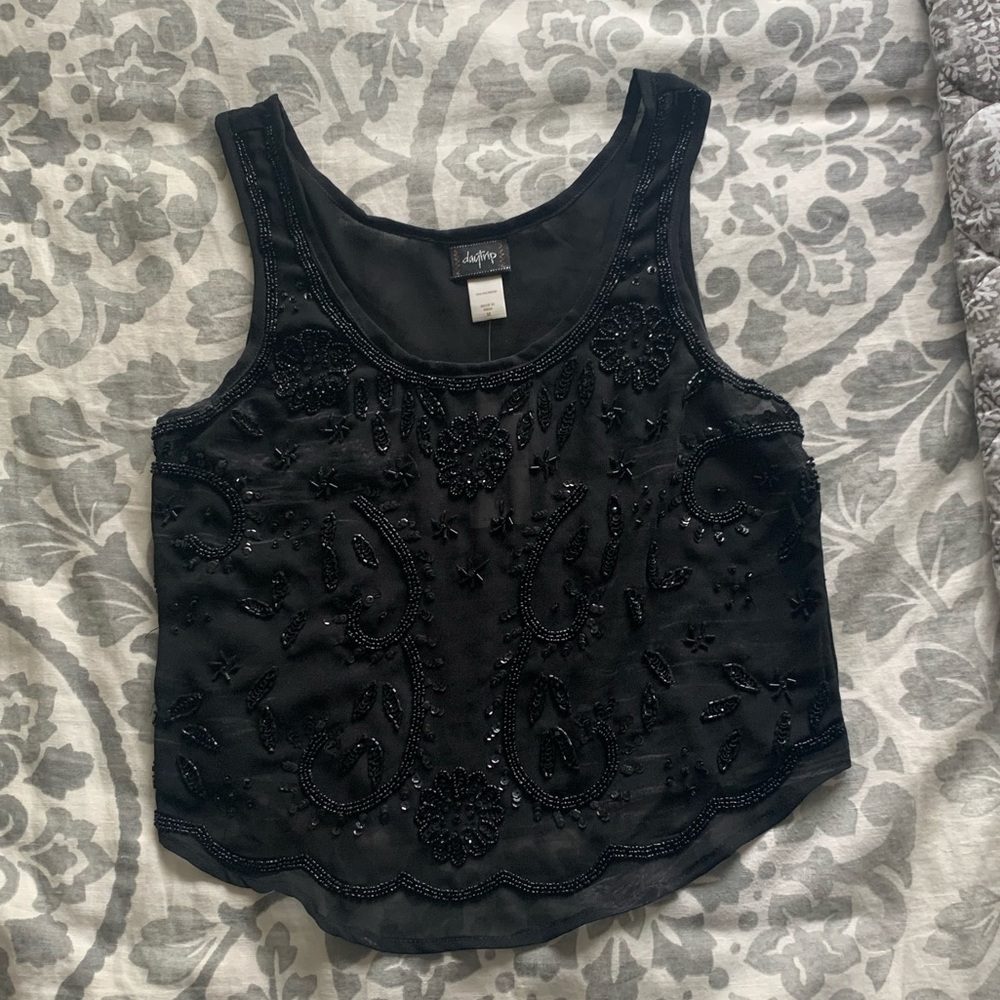 Daytrip Black Embellished Tank Top